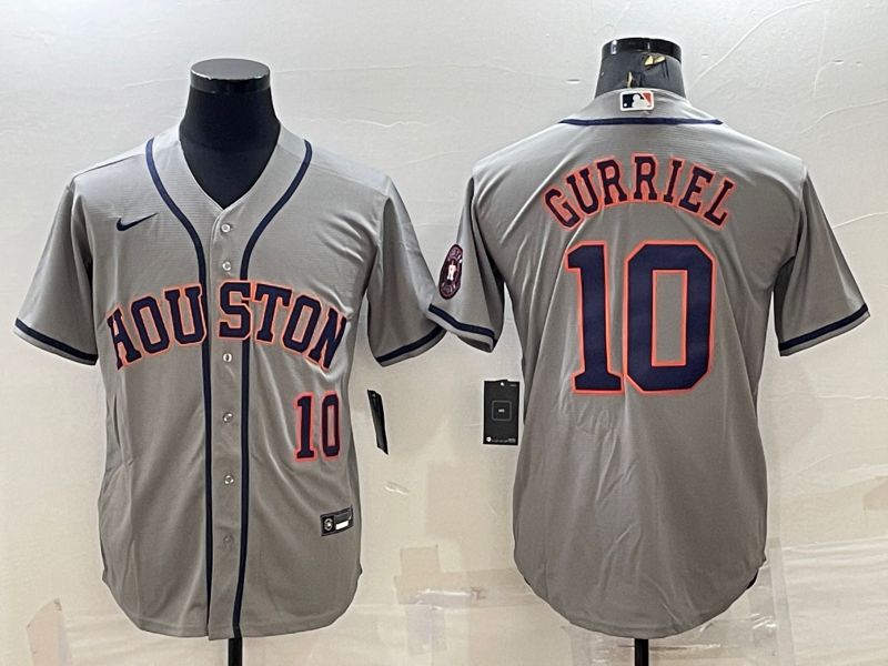 Men Houston Astros 10 Gurriel Grey Game Nike 2022 MLB Jersey1